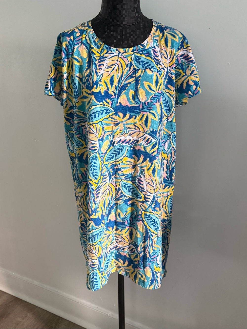 Stella Parker Colorful Leaf Print Shirt Dress